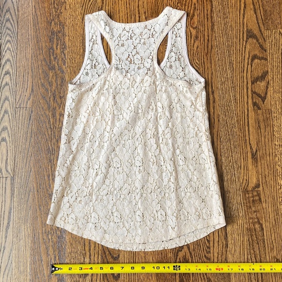 Blush/ Beige Lace Tank Top with Metallic Beading - Picture 2 of 7
